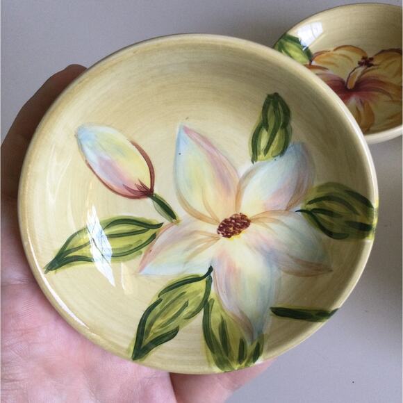 Tabletop Lifestyles Tropical Hibiscus Hand Painted Dip Bowls - Picture 4 of 12